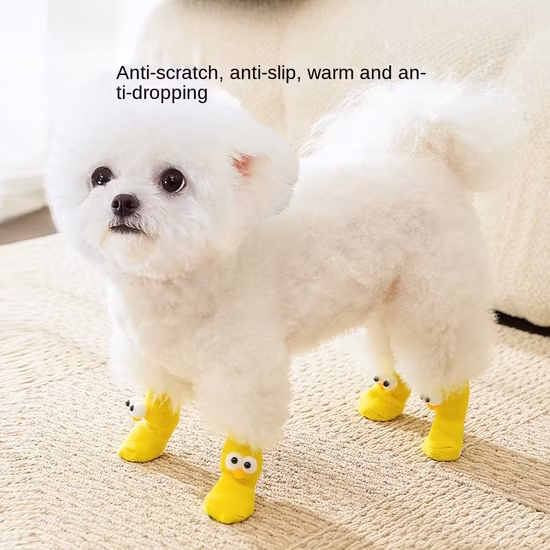 Pet Socks Dog Socks New Cartoon Non-Slip Four-Foot Socks Anti-Scratch Furniture Floor Knitted Socks