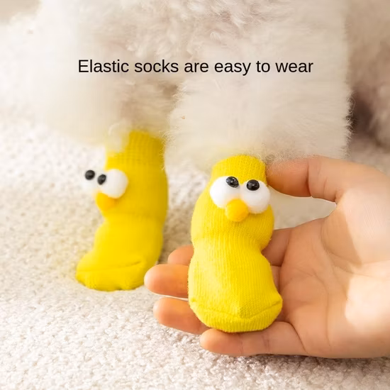 Pet Socks Dog Socks New Cartoon Non-Slip Four-Foot Socks Anti-Scratch Furniture Floor Knitted Socks