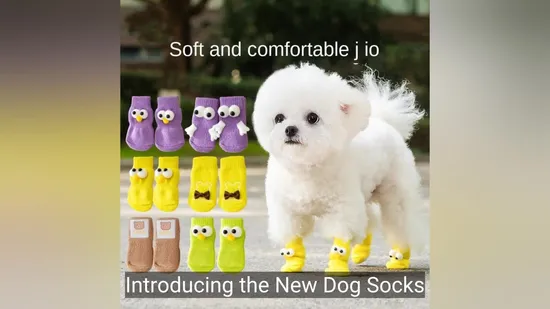 Pet Socks Dog Socks New Cartoon Non-Slip Four-Foot Socks Anti-Scratch Furniture Floor Knitted Socks