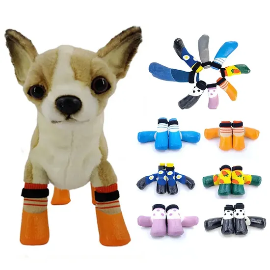 Pet Products Dog Shoes Rubber Cotton Anti Slip Sock for Puppy Waterproof