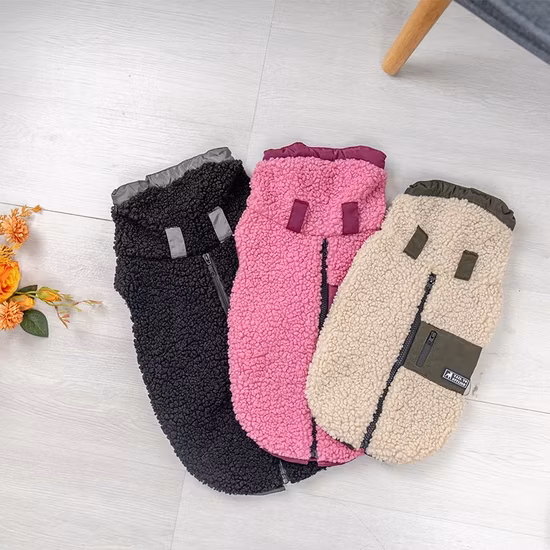 Rena Pet Lamp Plush Stylish Style, Windproof, Fashion with Poacket Pet Dog Cold Weather Coats